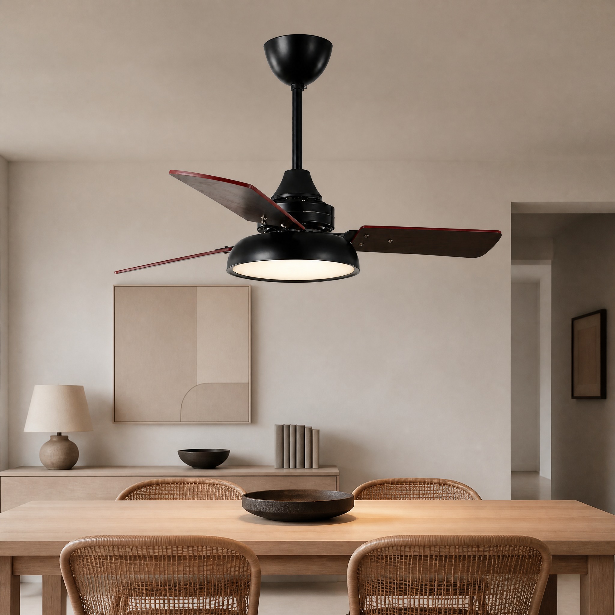 Petit Ventilateur de Plafond ventilateur de plafond avec luminaire LED, style nordique