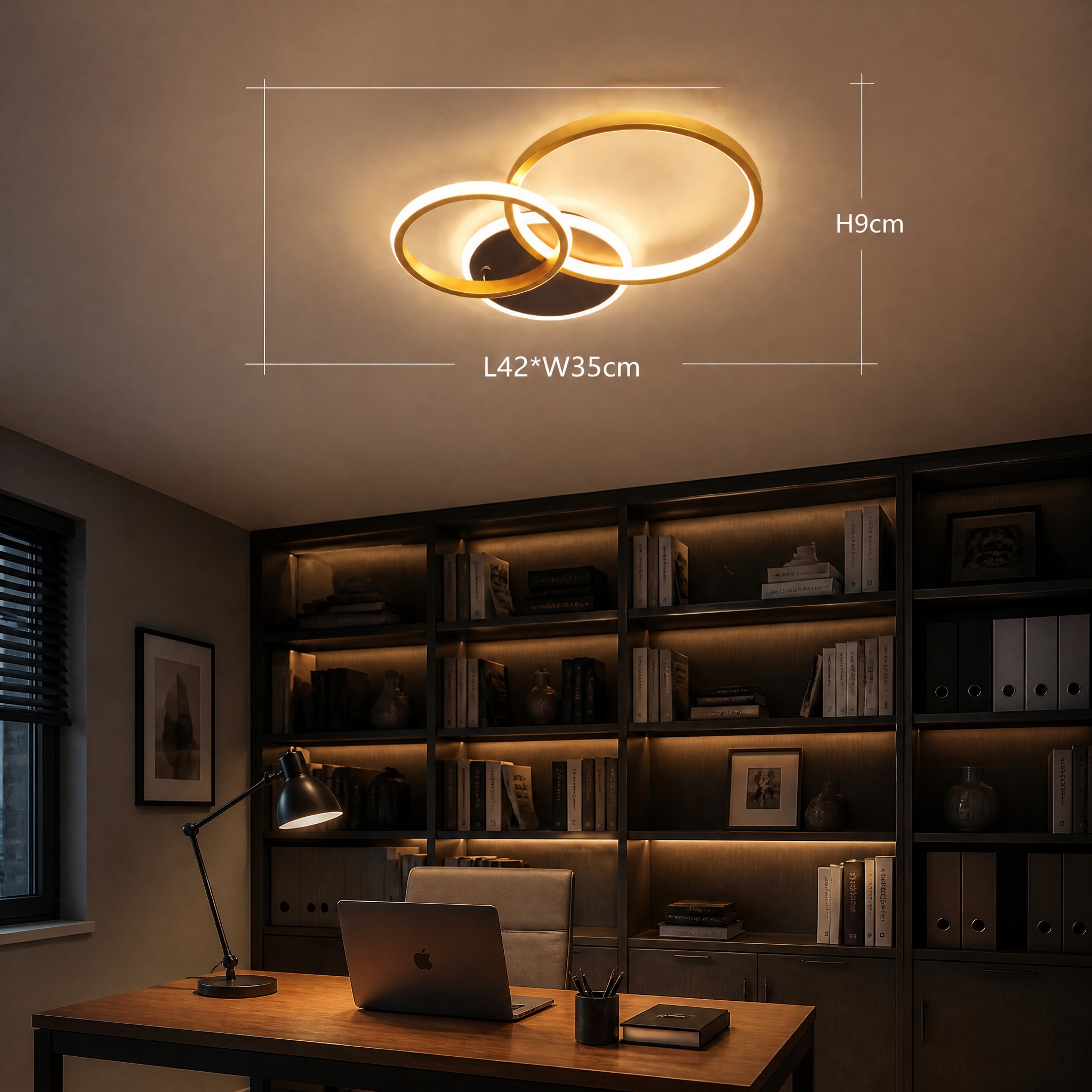 Plafonnier Anneaux LED 3 anneaux en or
