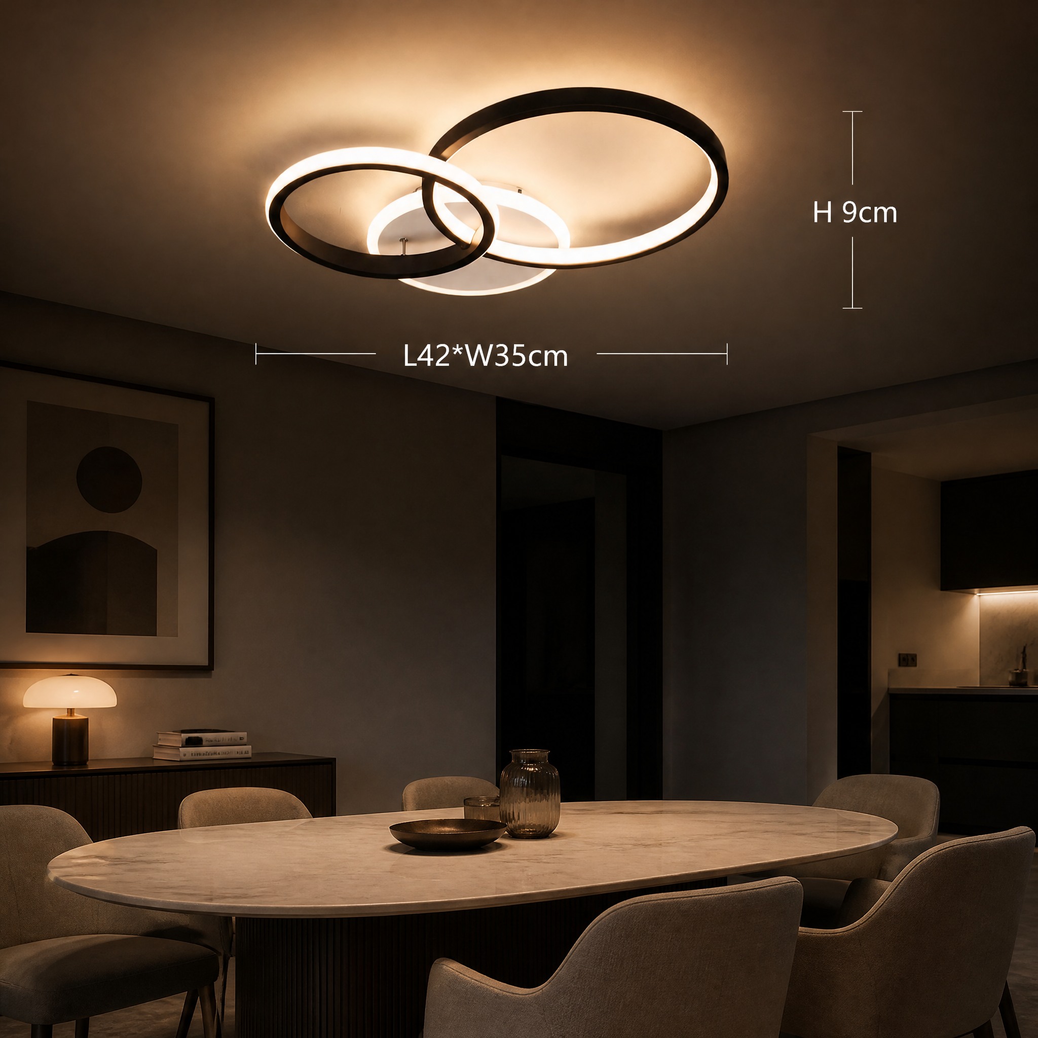 Plafonnier Anneaux LED 3 anneaux noir