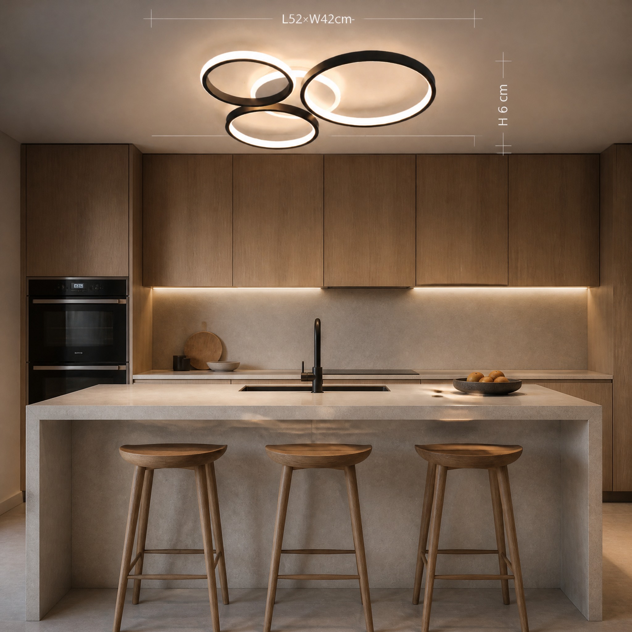 Plafonnier Anneaux LED 4 anneaux noir