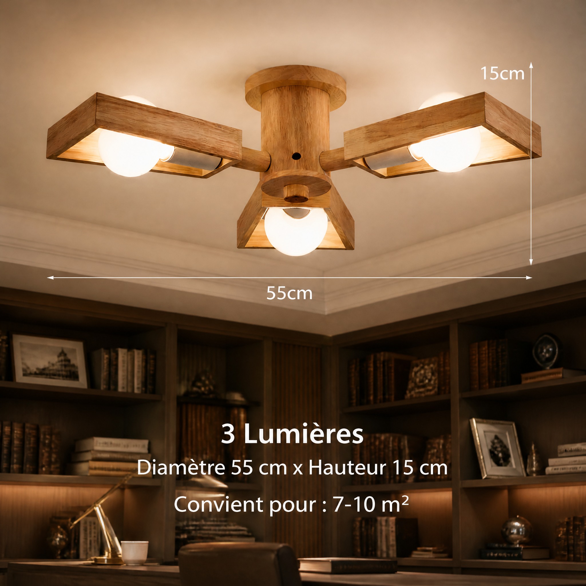 Plafonnier Bois Scandinave installation fixation au plafond