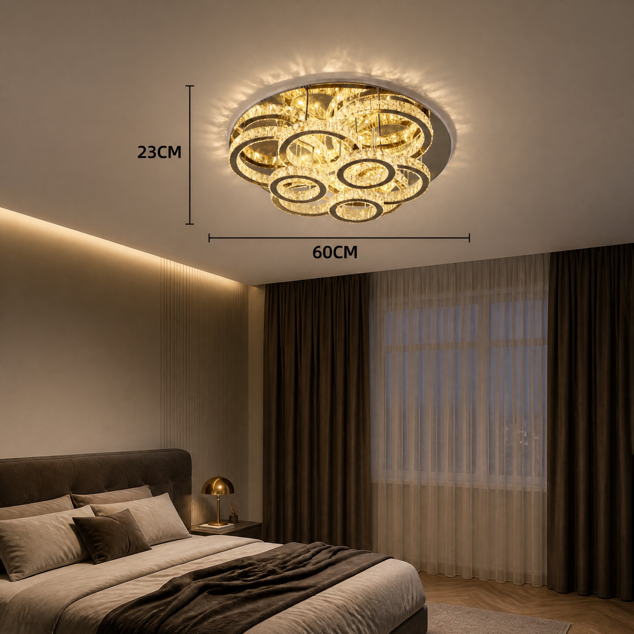 Plafonnier Cristal LED installation fixation au plafond