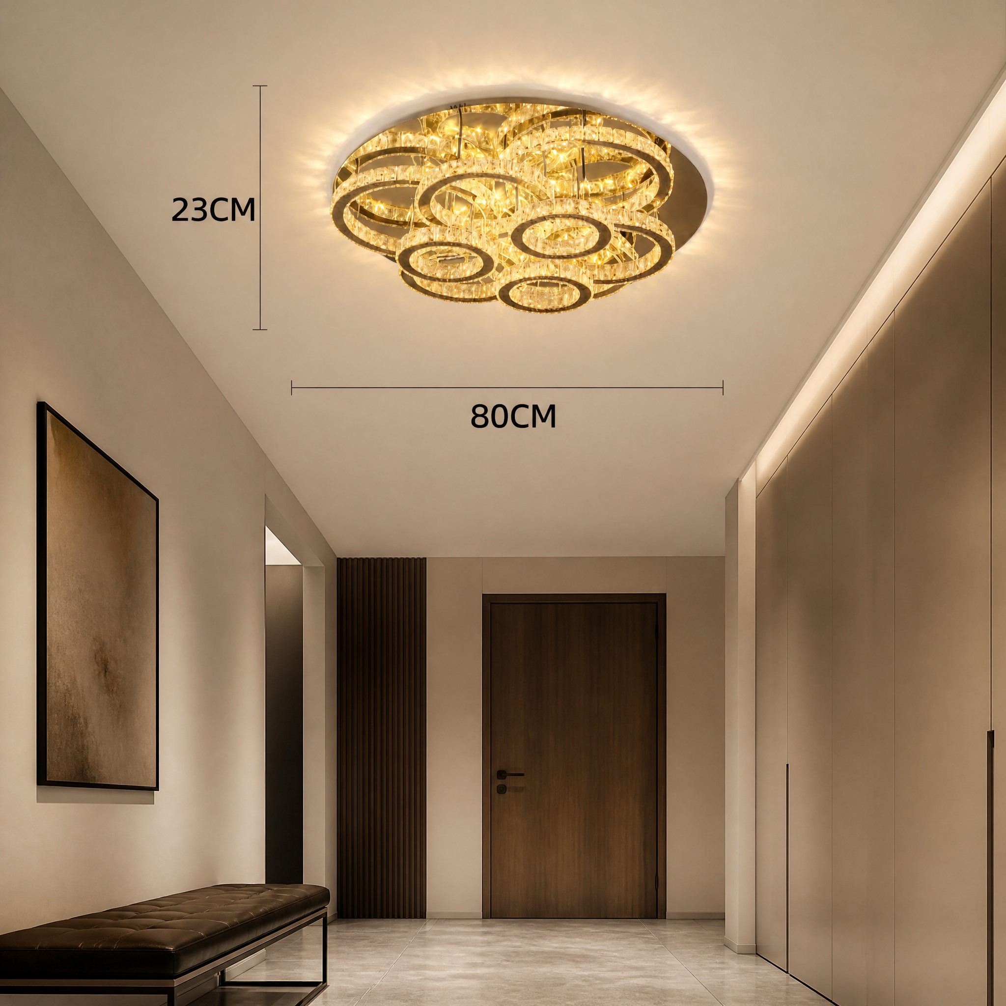 Plafonnier Cristal LED 80 cm