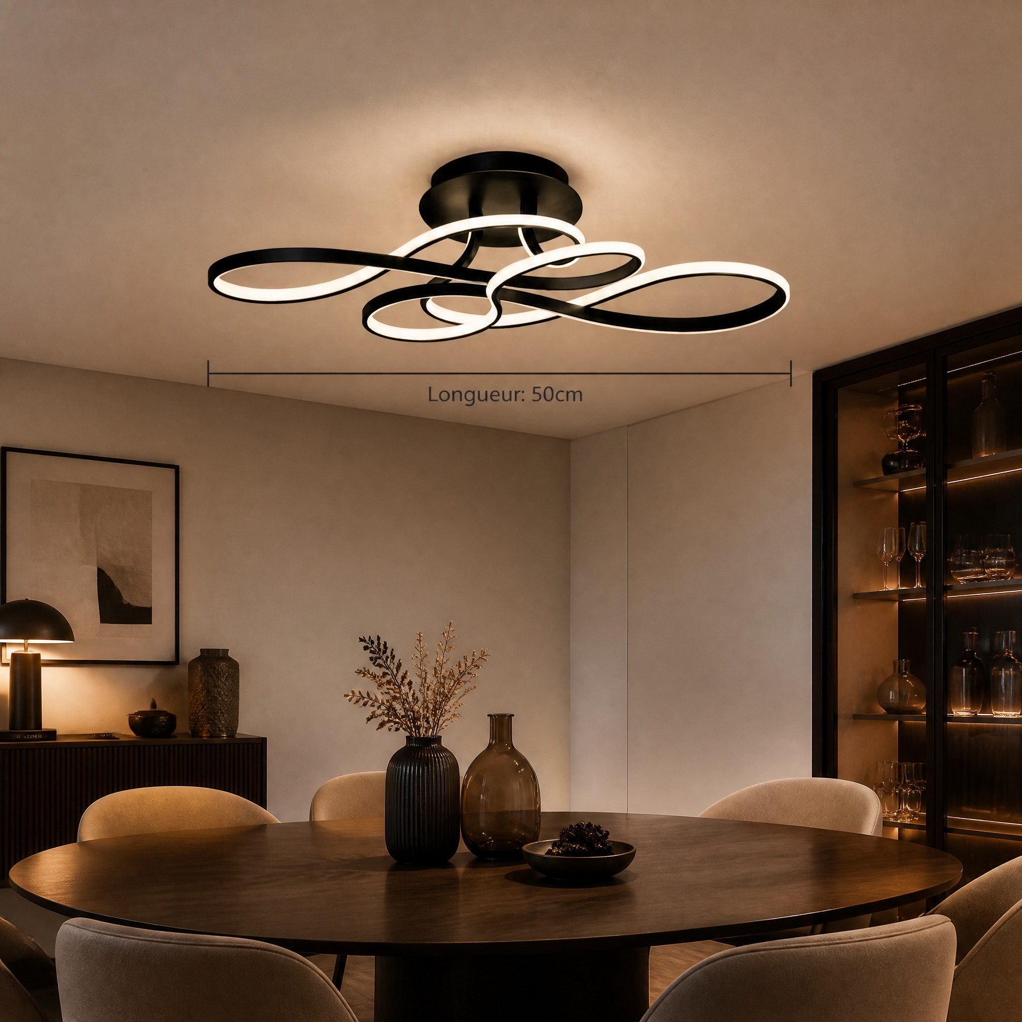 Plafonnier Design Doré Noir 50 cm