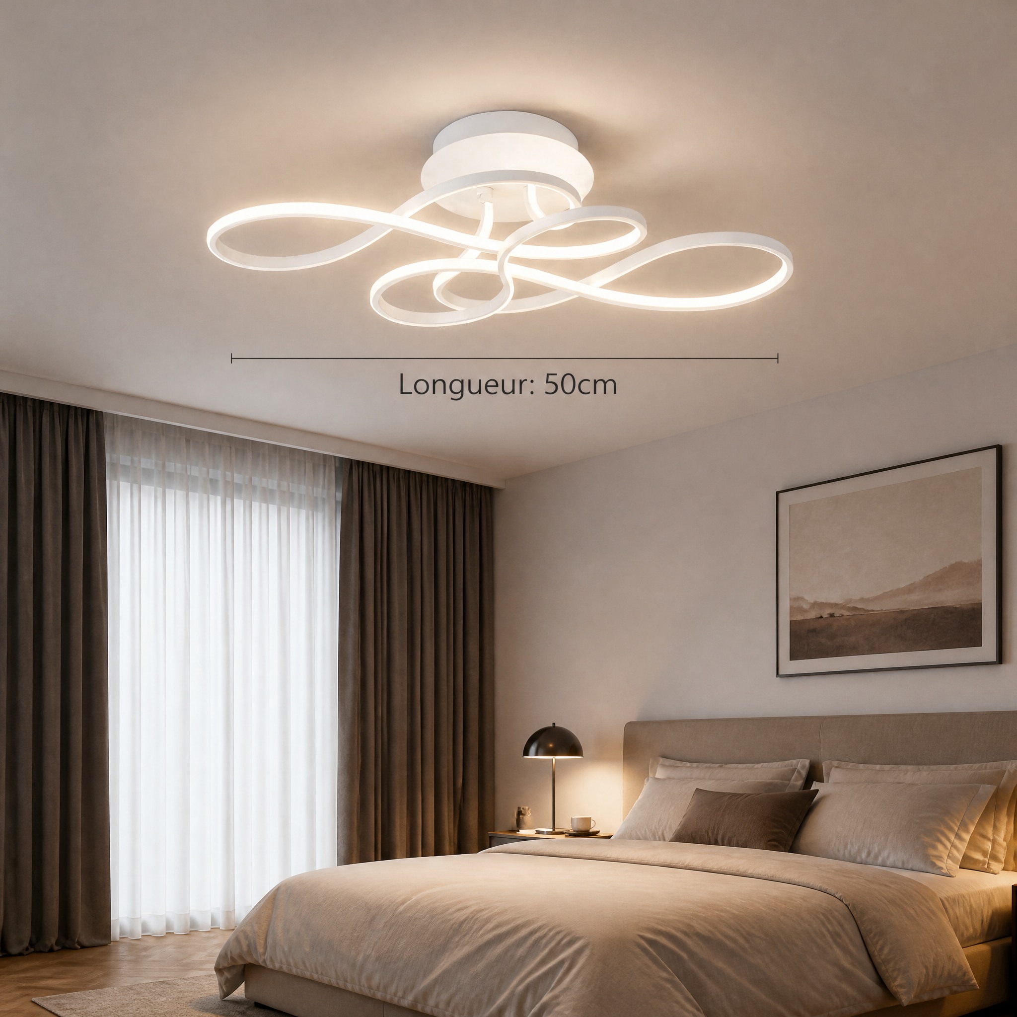 Plafonnier Design Doré Blanc 50 cm