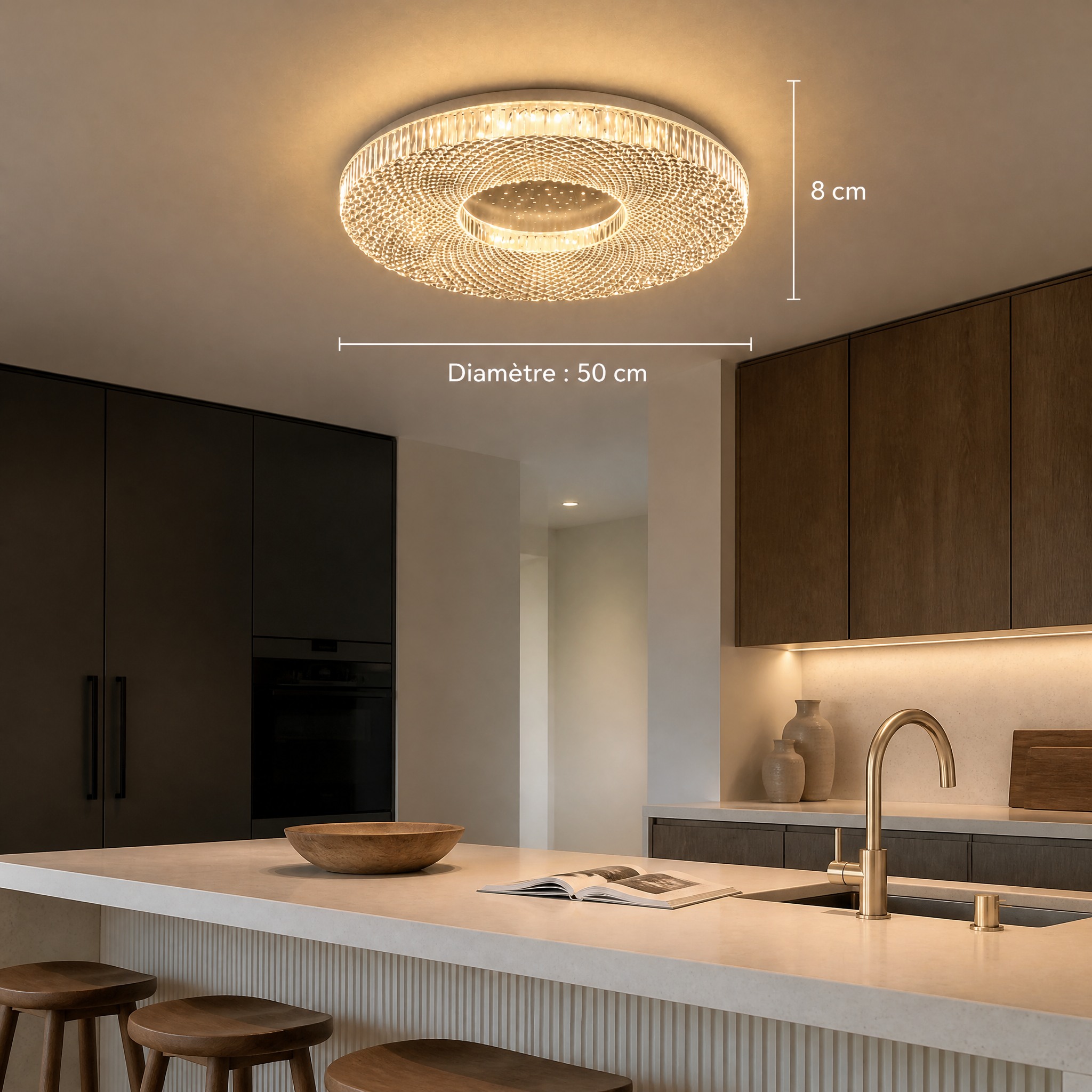 Plafonnier en Cristal 50cm Blanc