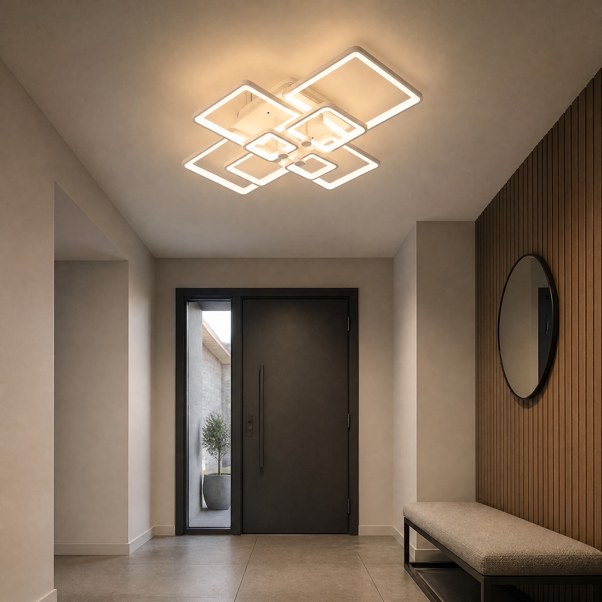 Plafonnier Géométrique LED installation fixation au plafond