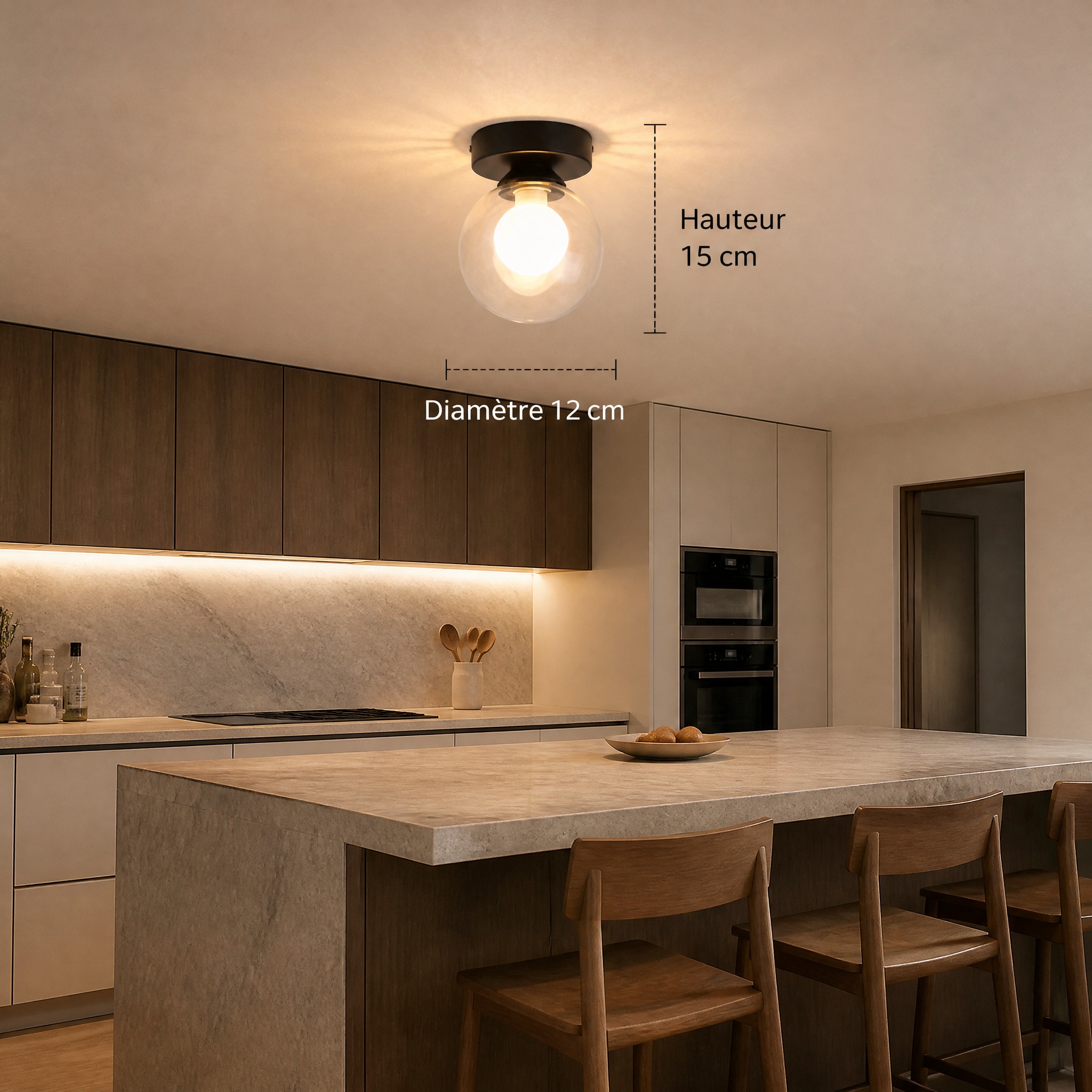 Plafonnier Laiton et Verre F