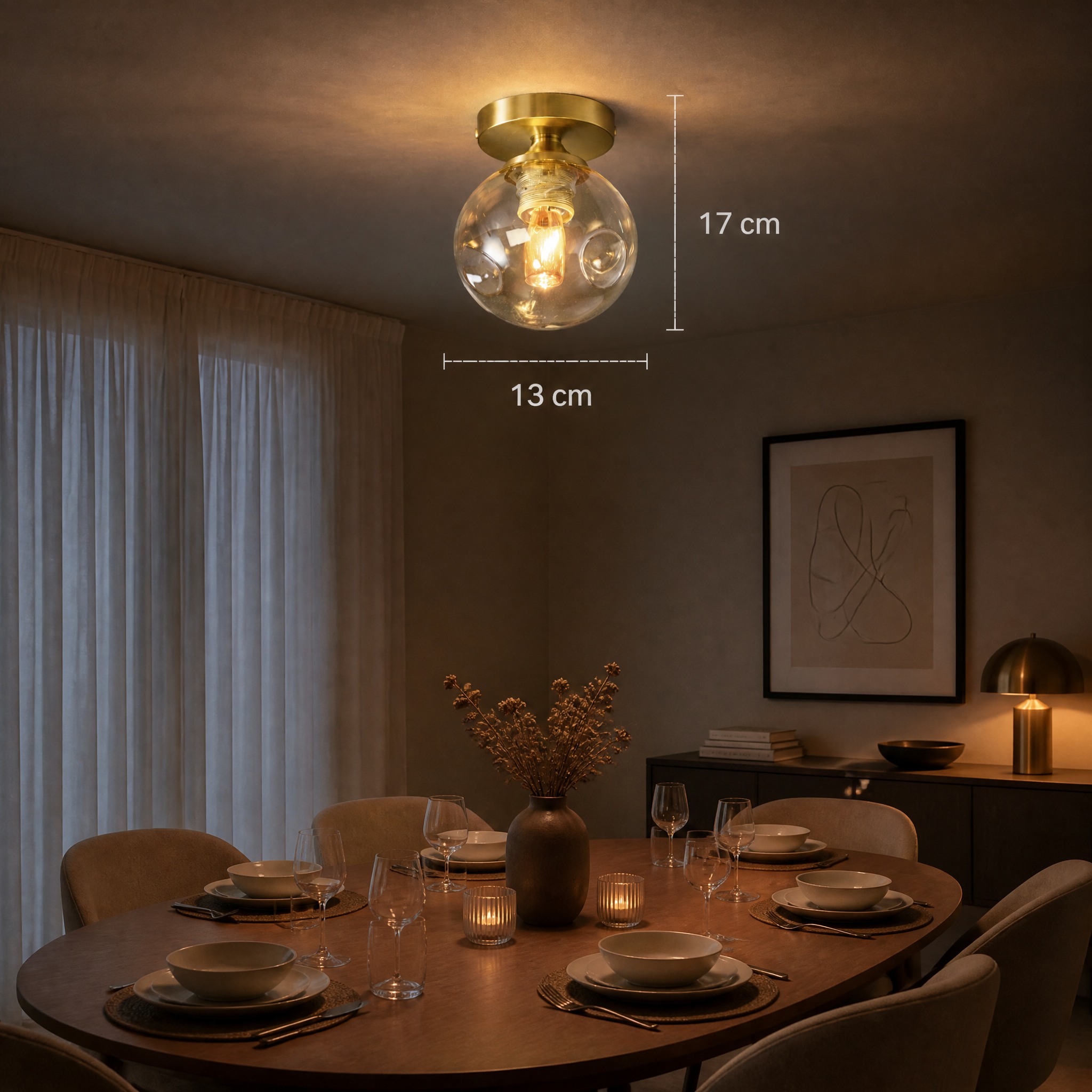 Plafonnier Laiton et Verre K