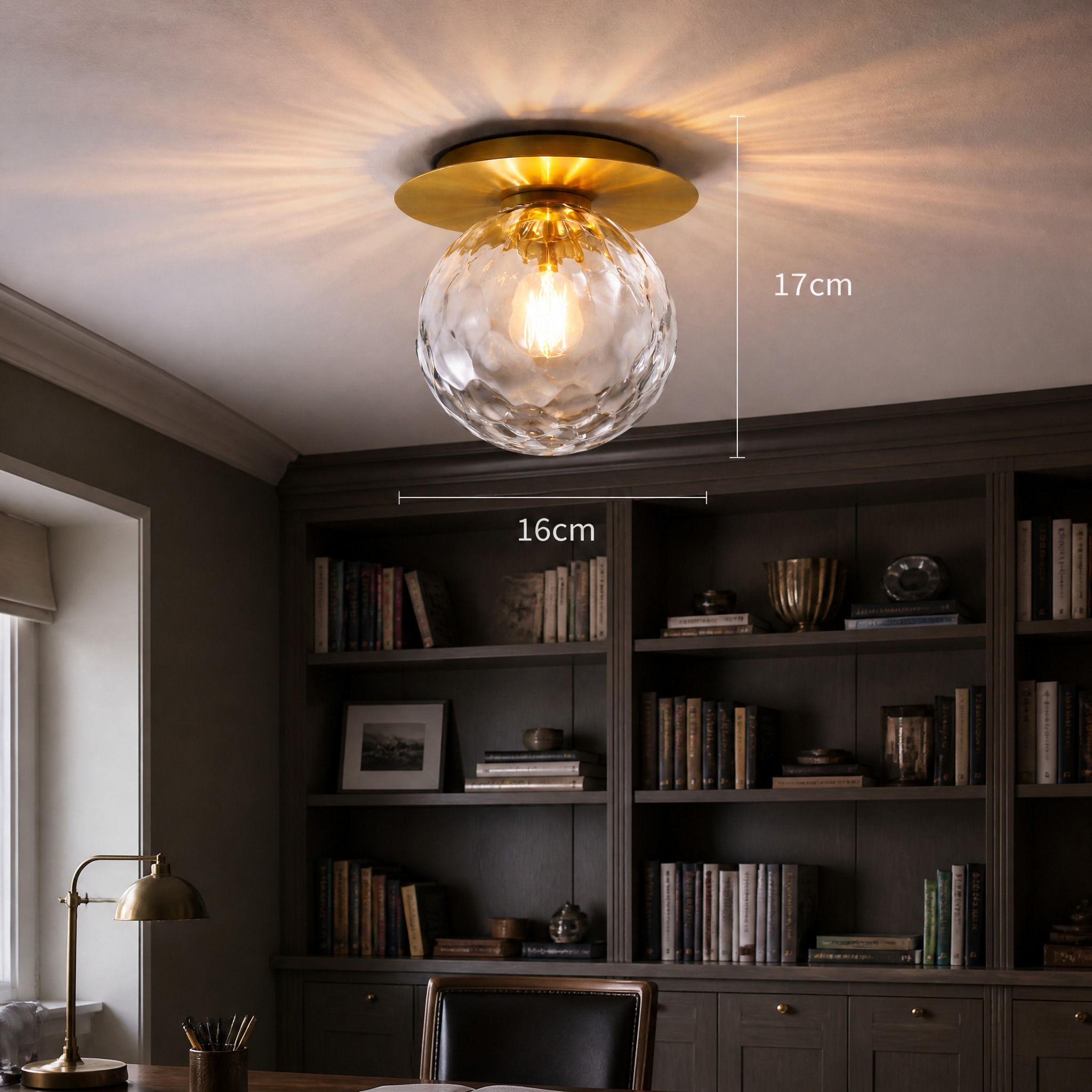 Plafonnier Laiton et Verre M