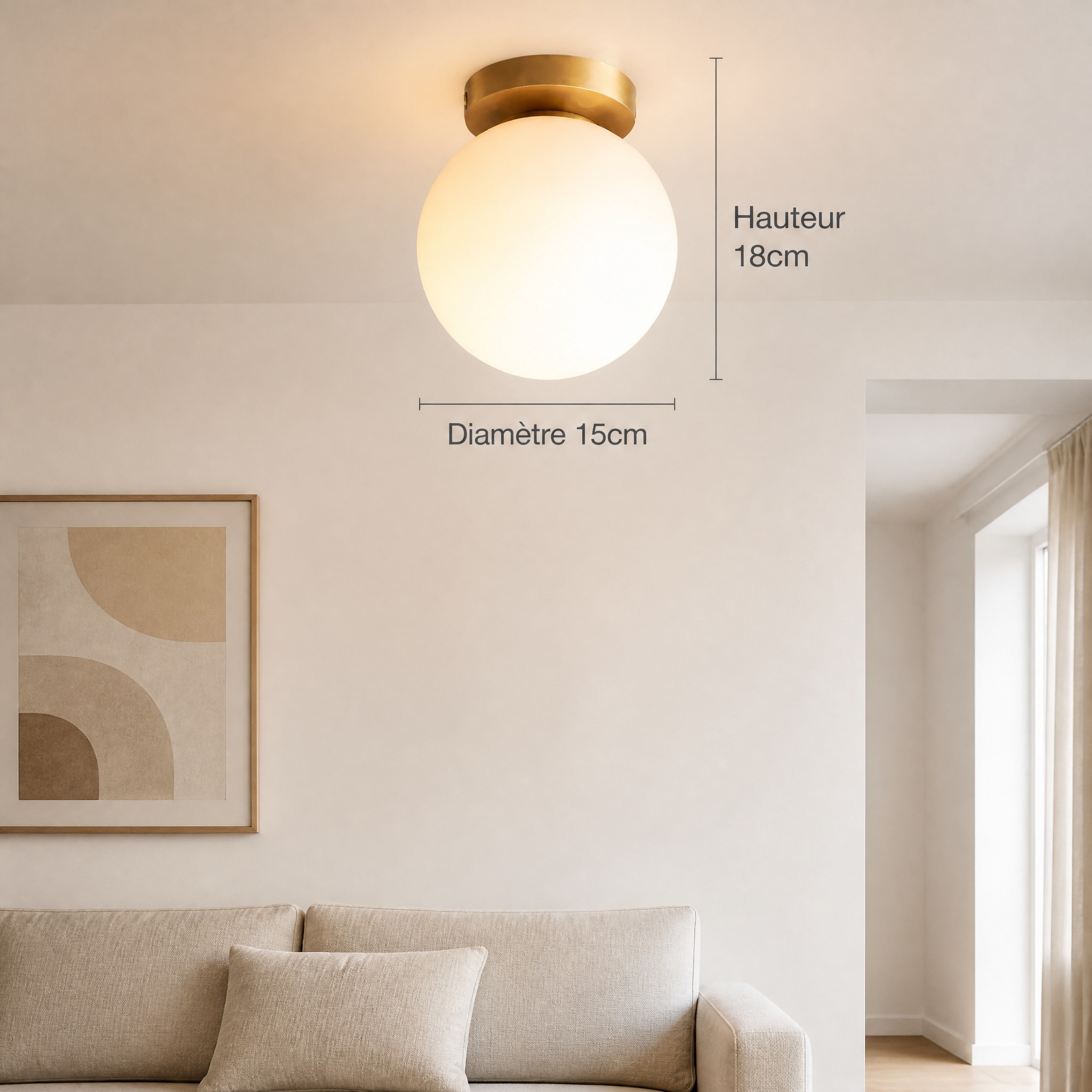 Plafonnier Laiton et Verre A