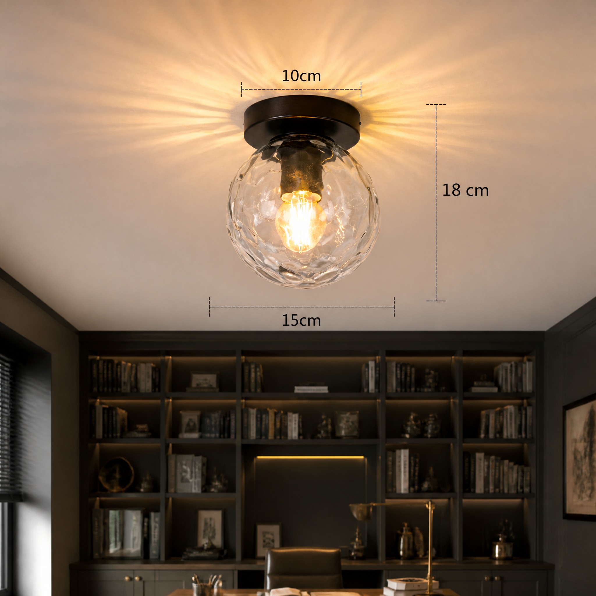 Plafonnier Laiton et Verre C