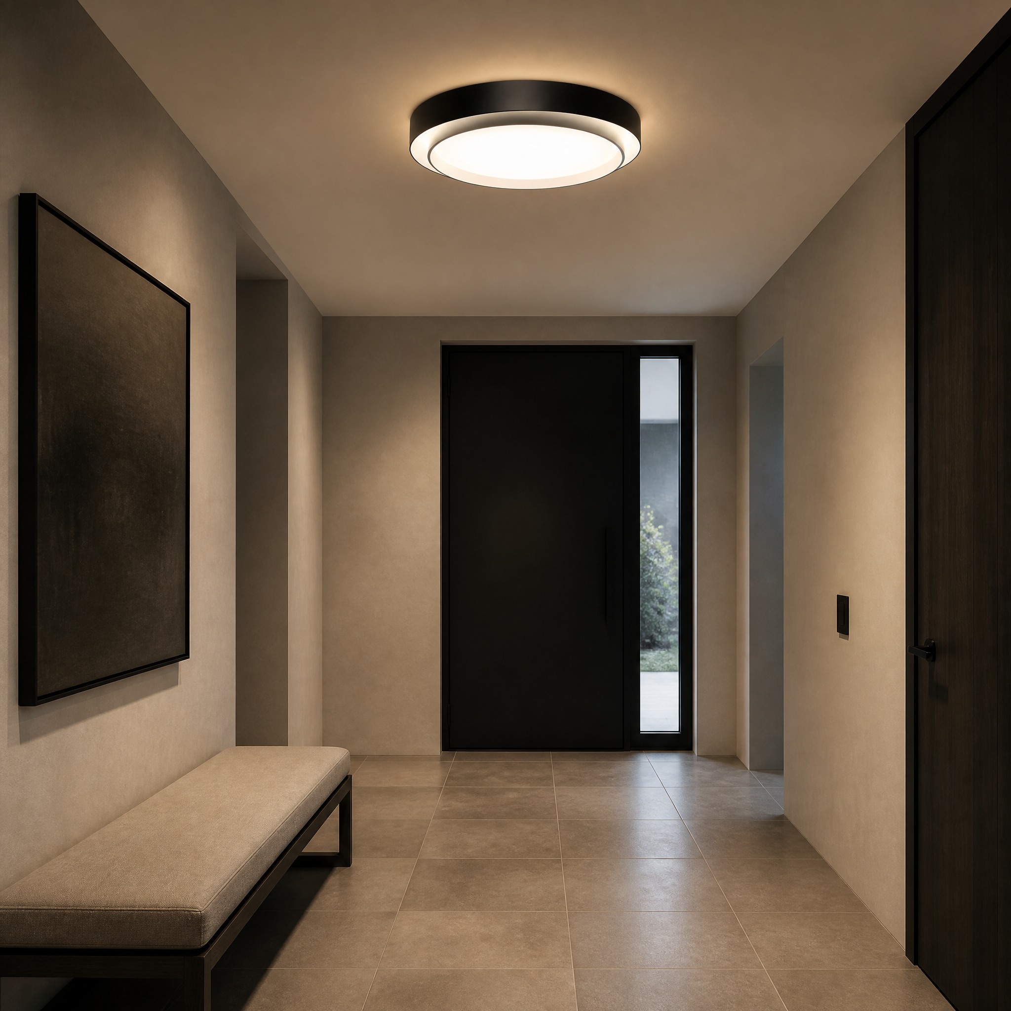 Plafonnier Rond Noir 60cm Noir