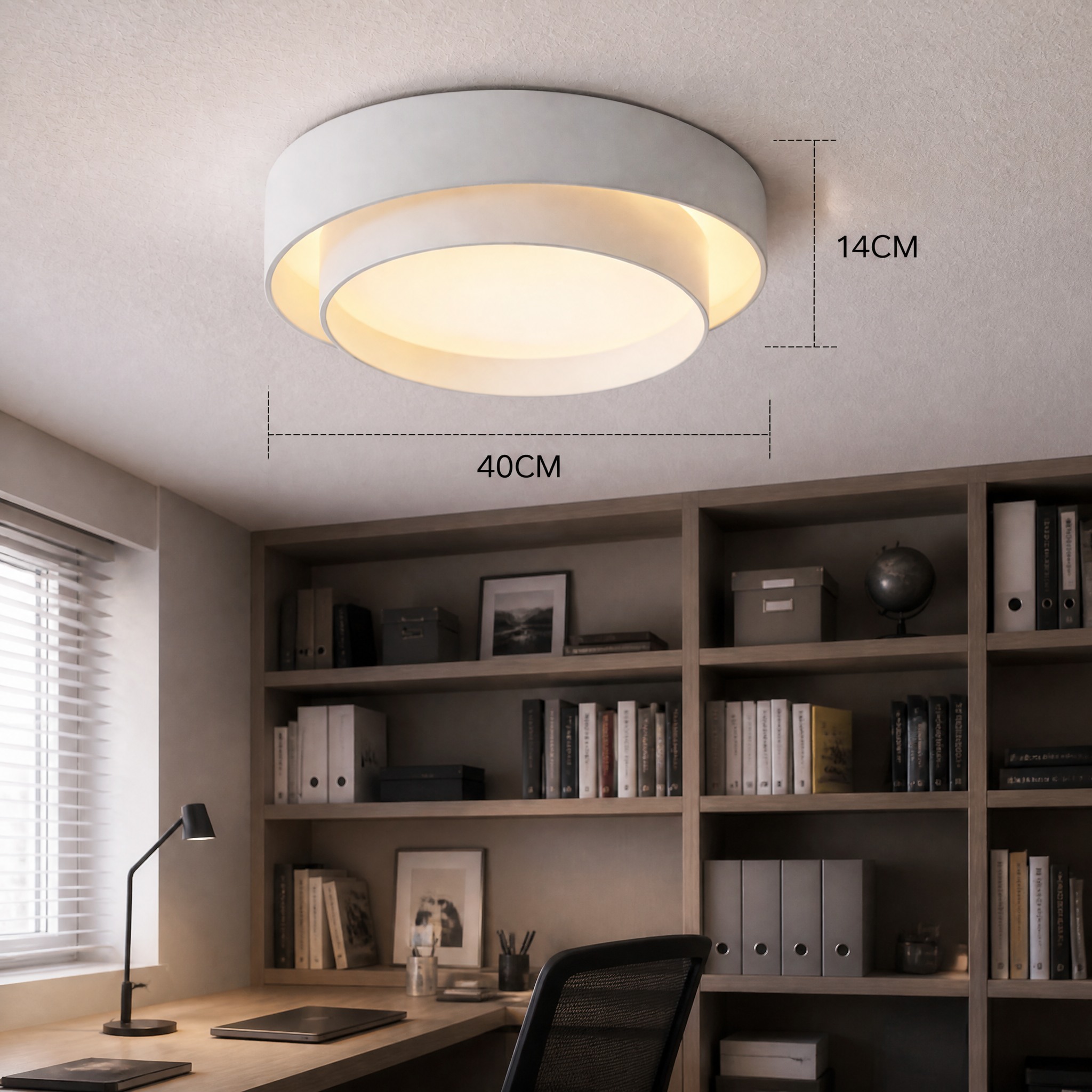 Plafonnier Rond Noir 40cm Blanc