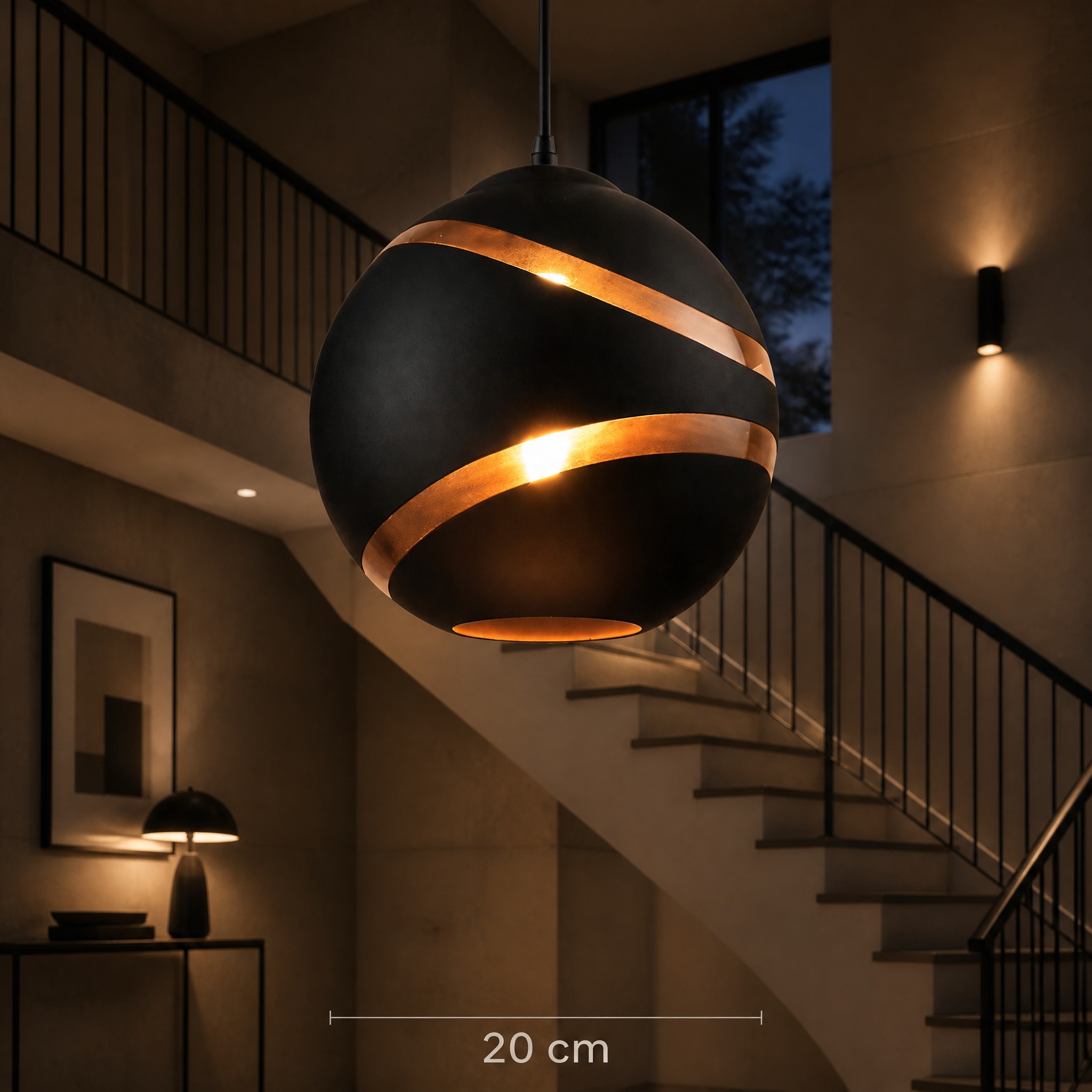Suspension 3 Boules Noires Noir 20cm