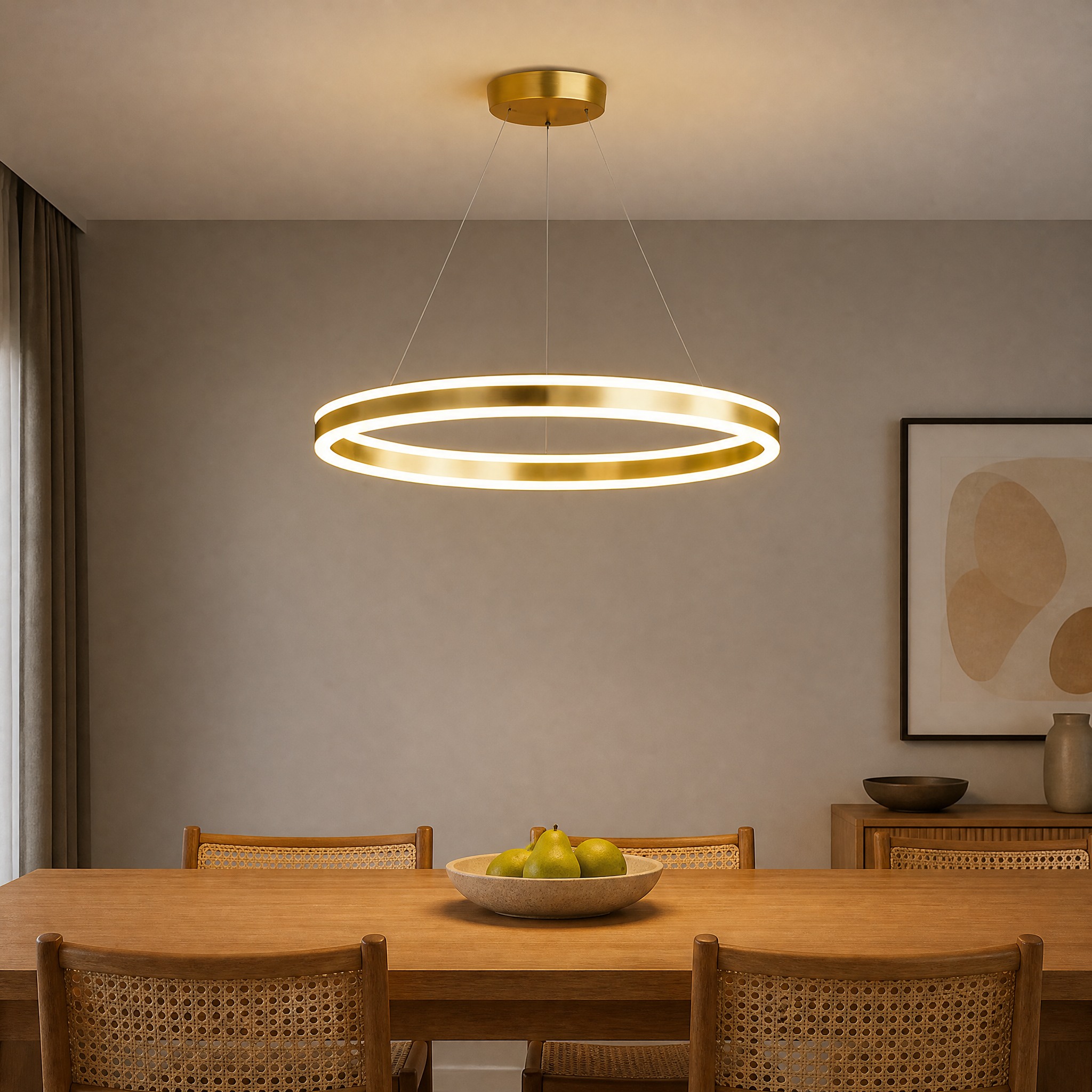 Suspension Anneau LED Or 30cm Blanc chaud (3000K)