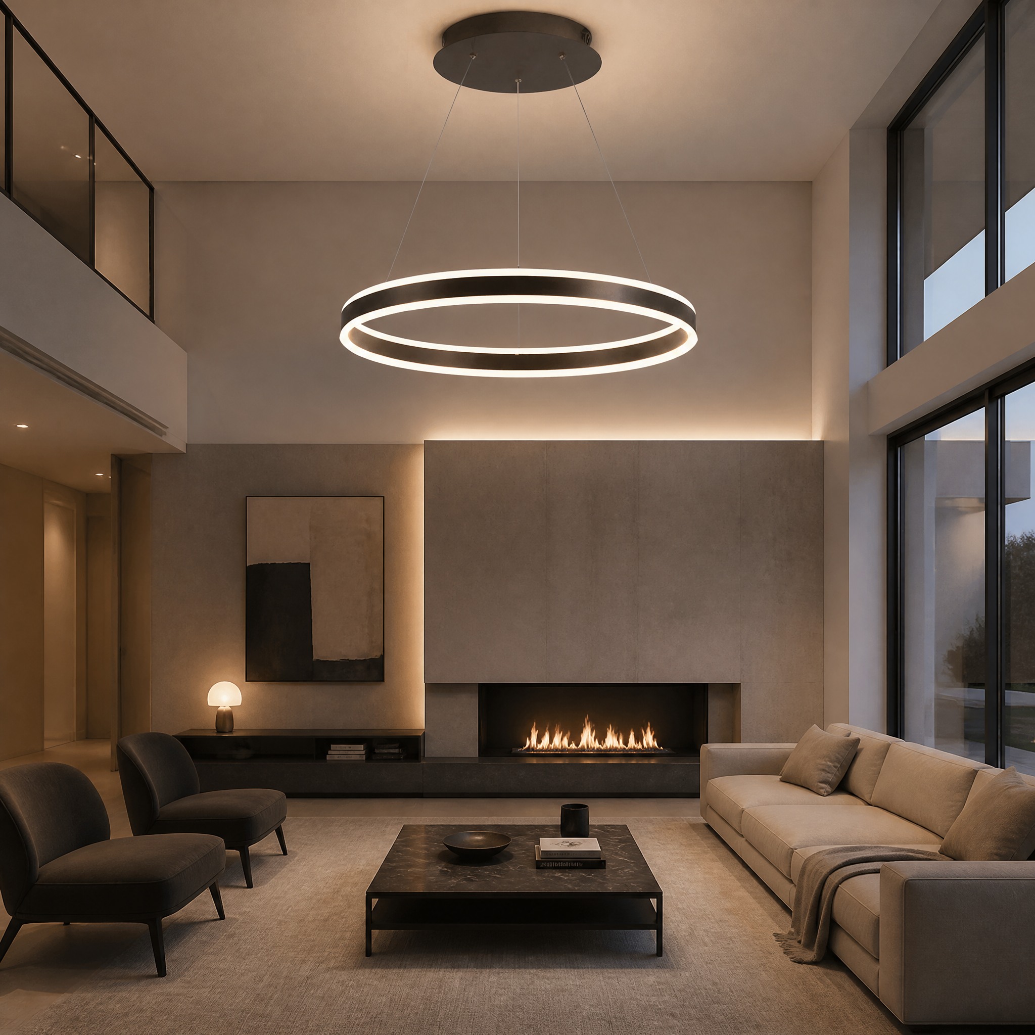 Suspension Anneau LED Café 30cm Blanc chaud (3000K)