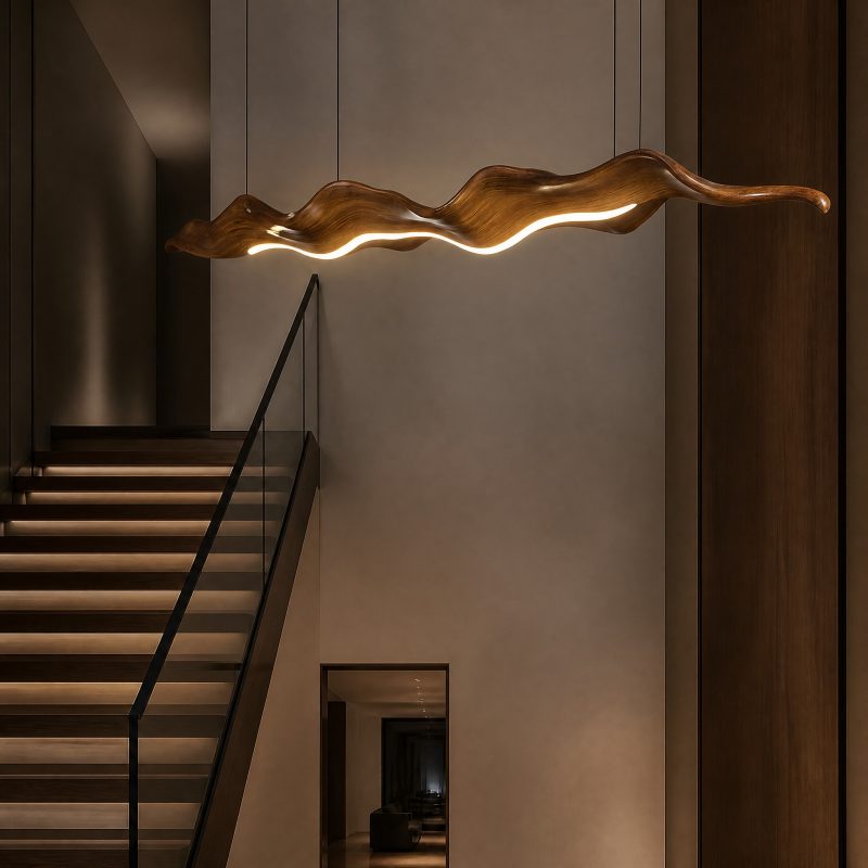 suspension-bois-design-1 Suspension Bois Design Bois 80CM Lumière chaude