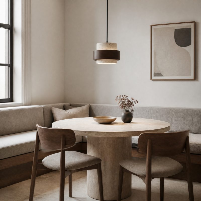 Suspension Bois et Pierre suspension lumineuse