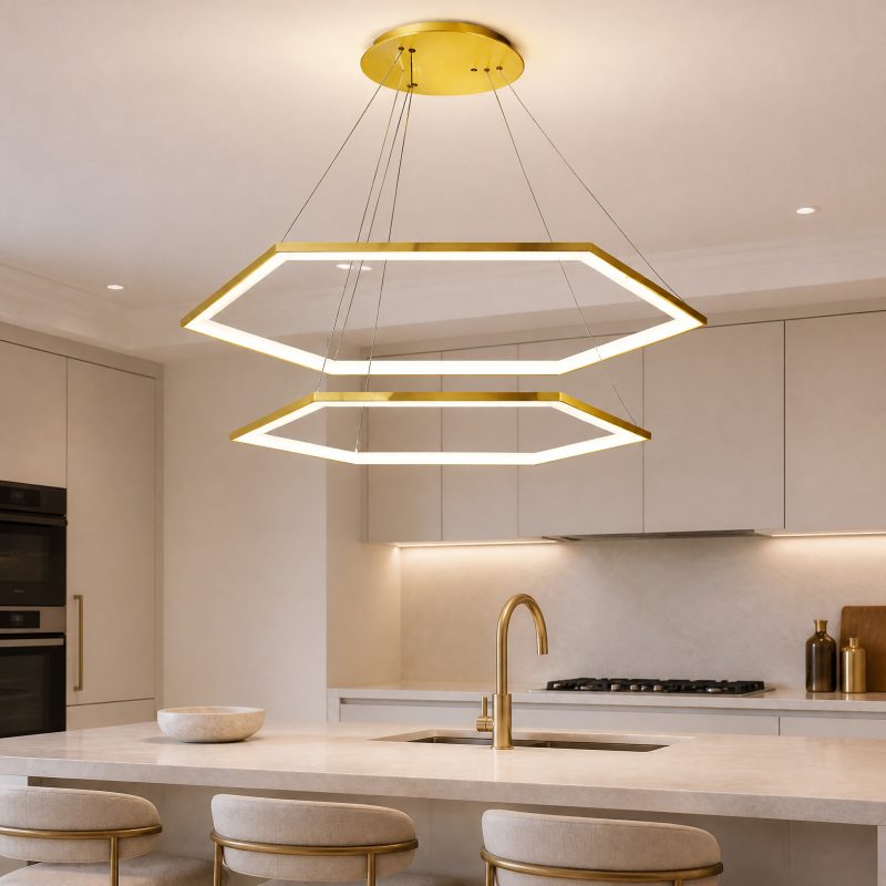 suspension-hexagonale-doree-1 Suspension Hexagonale Dorée suspension LED décorative