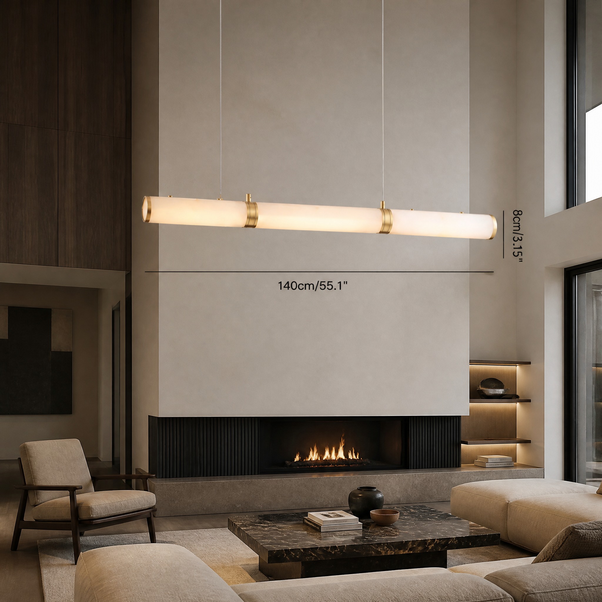 Suspension Linéaire Dorée 140 cm