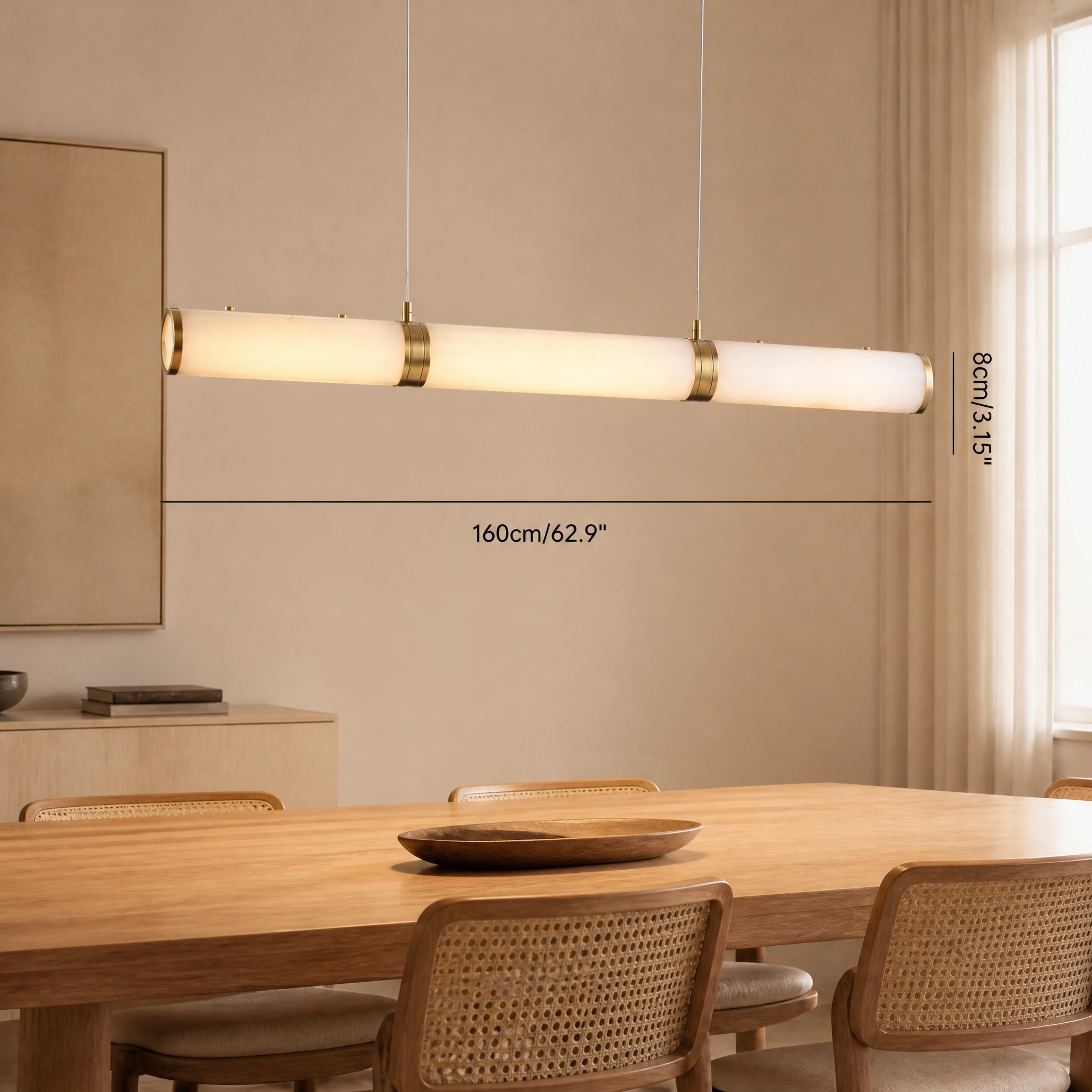 Suspension Linéaire Dorée 160 cm