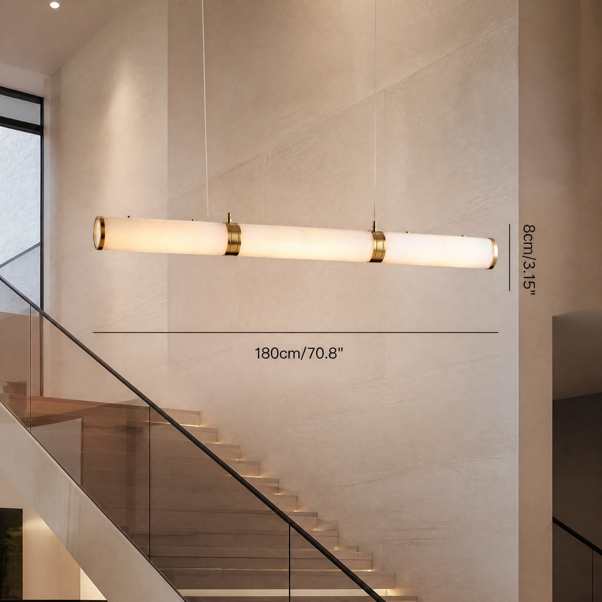 Suspension Linéaire Dorée 180 cm