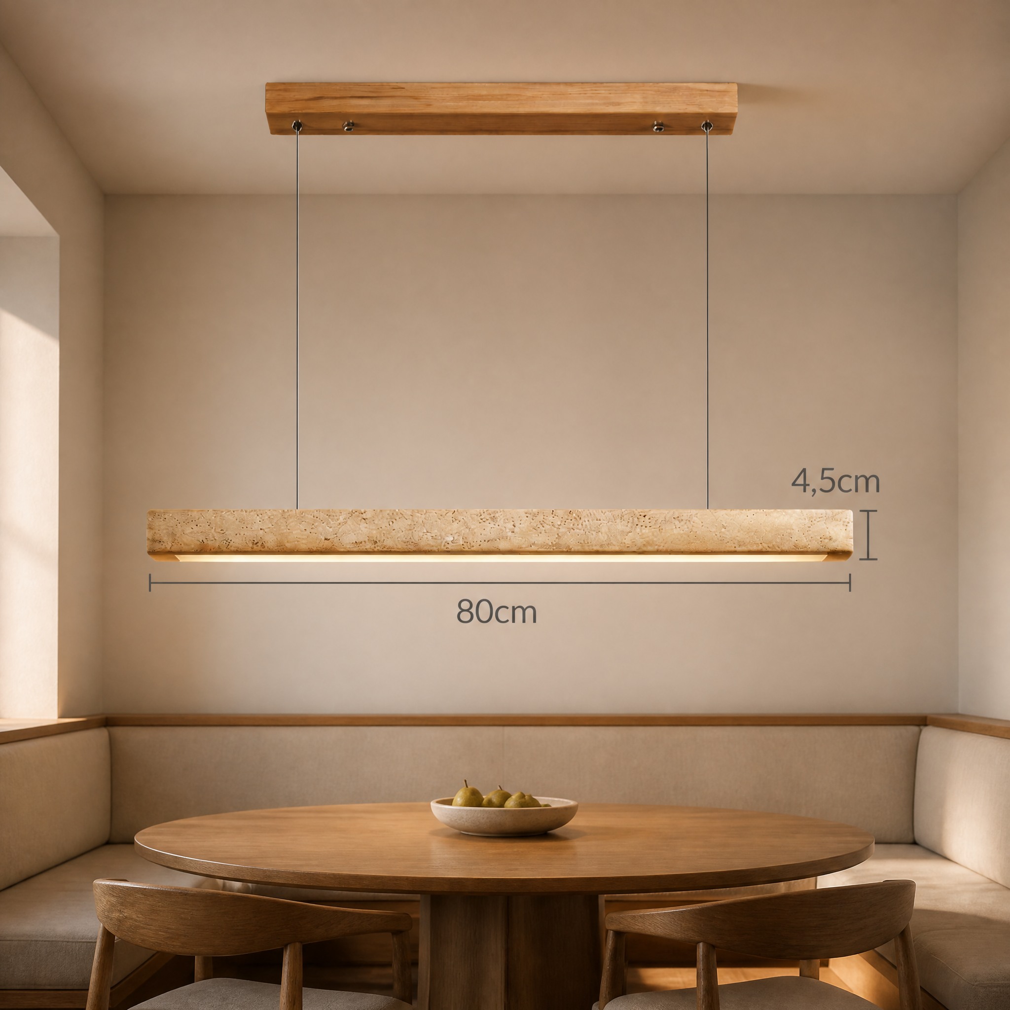 Suspension Linéaire Travertin Clair 80cm