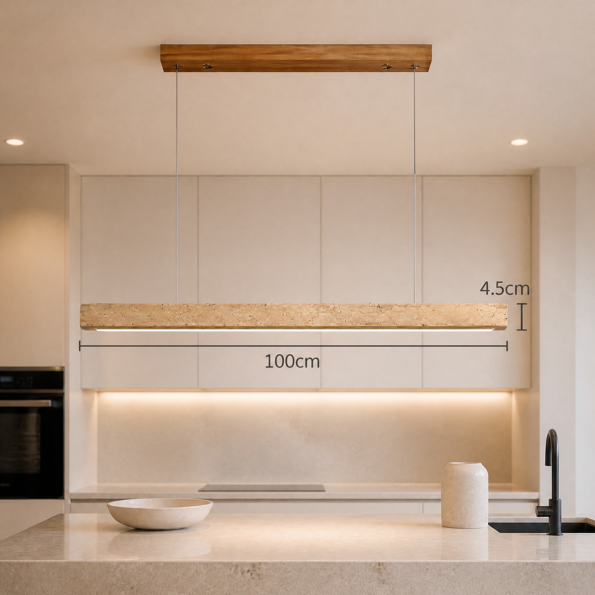 Suspension Linéaire Travertin Clair 100cm