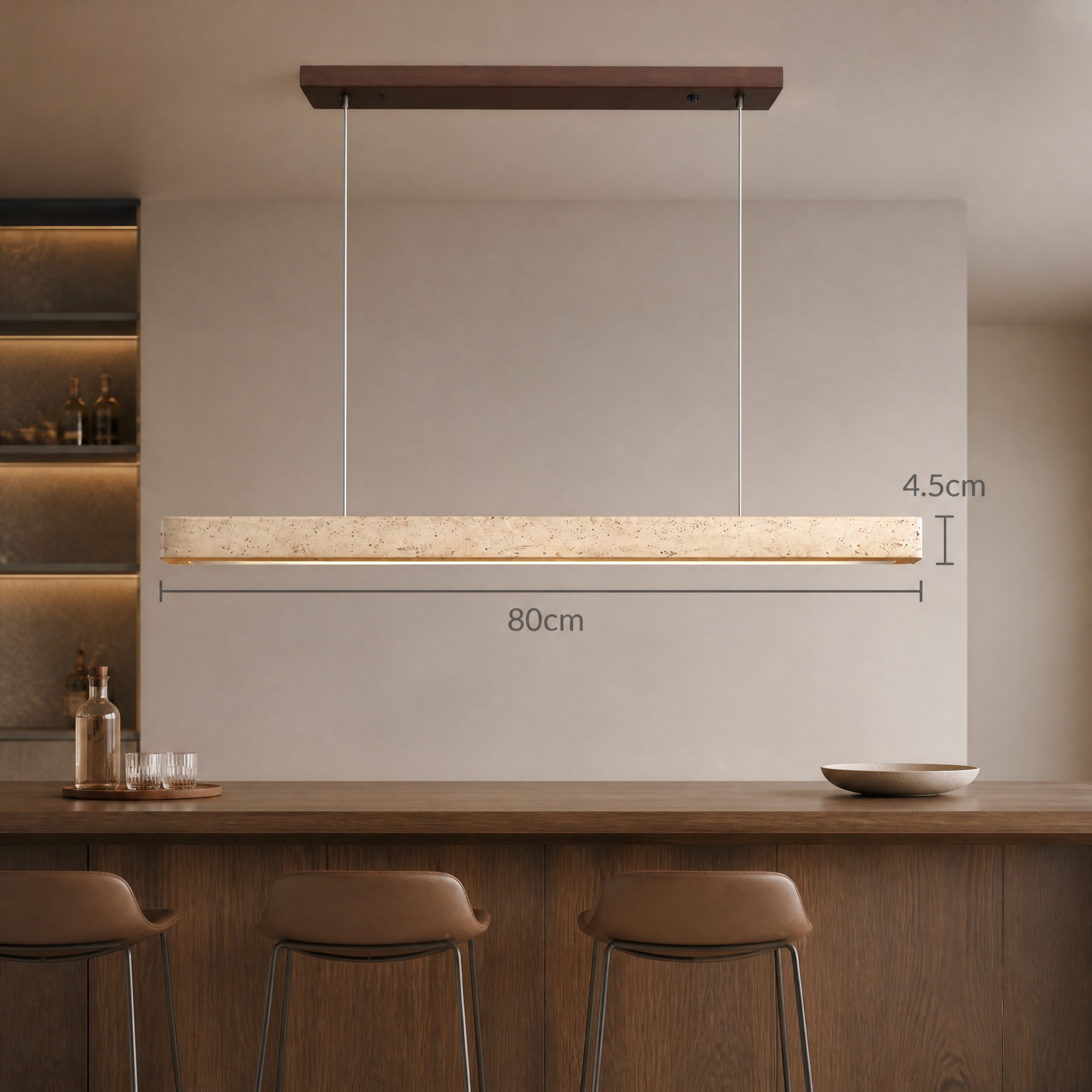 Suspension Linéaire Travertin Foncer 80cm