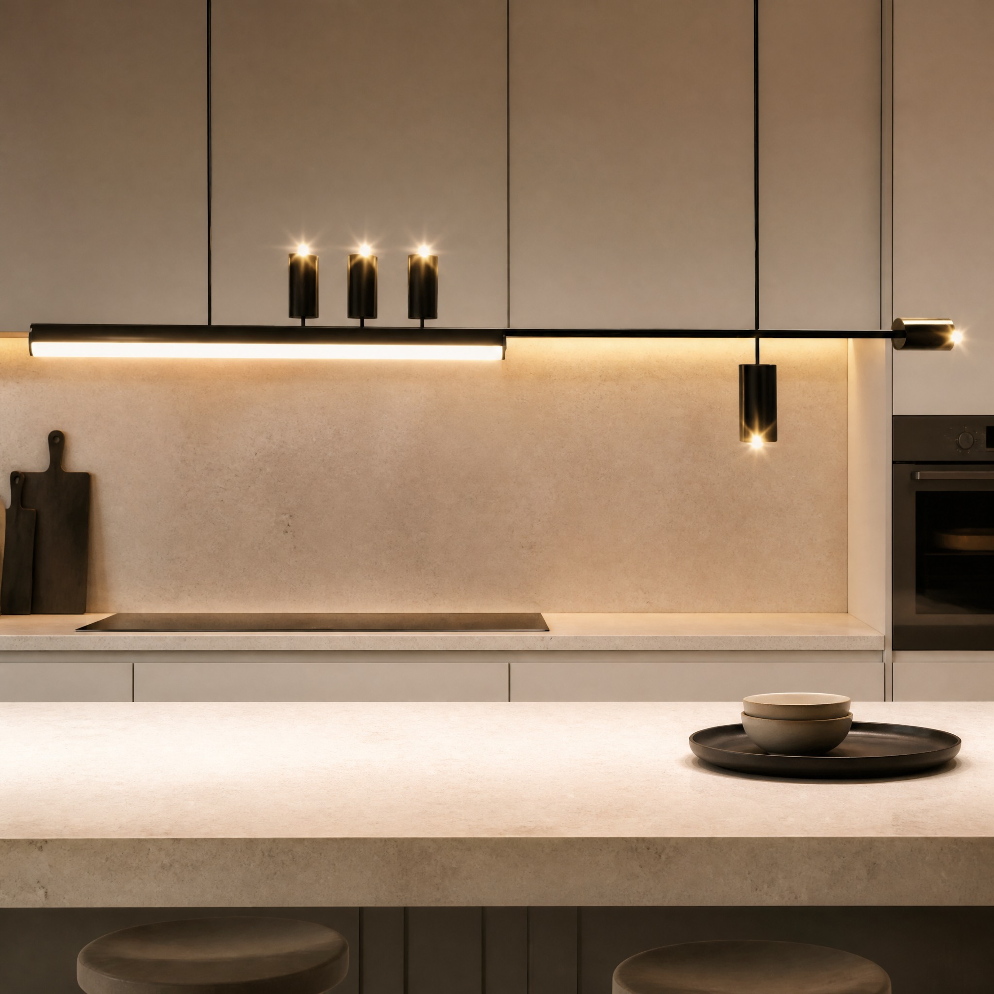 Suspension Minimaliste LED Noir 120 cm