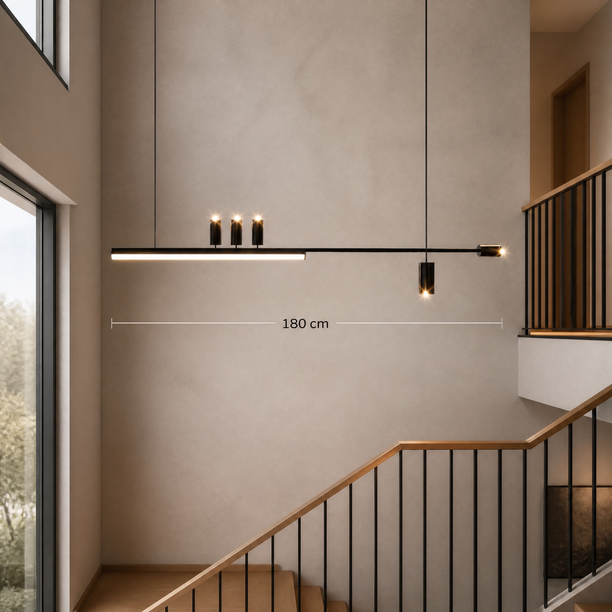 Suspension Minimaliste LED Noir 180 cm