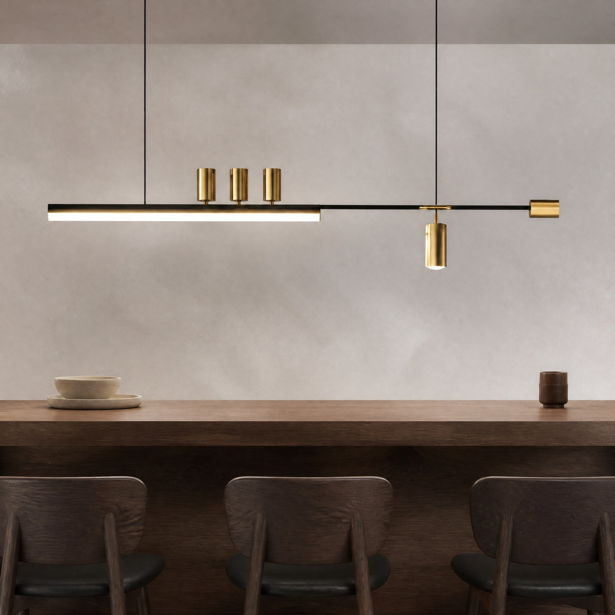 Suspension Minimaliste LED Or 120 cm