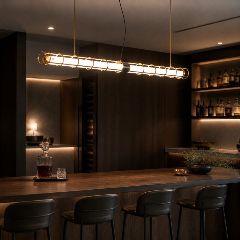 Suspension Noire Design suspension linéaire LED