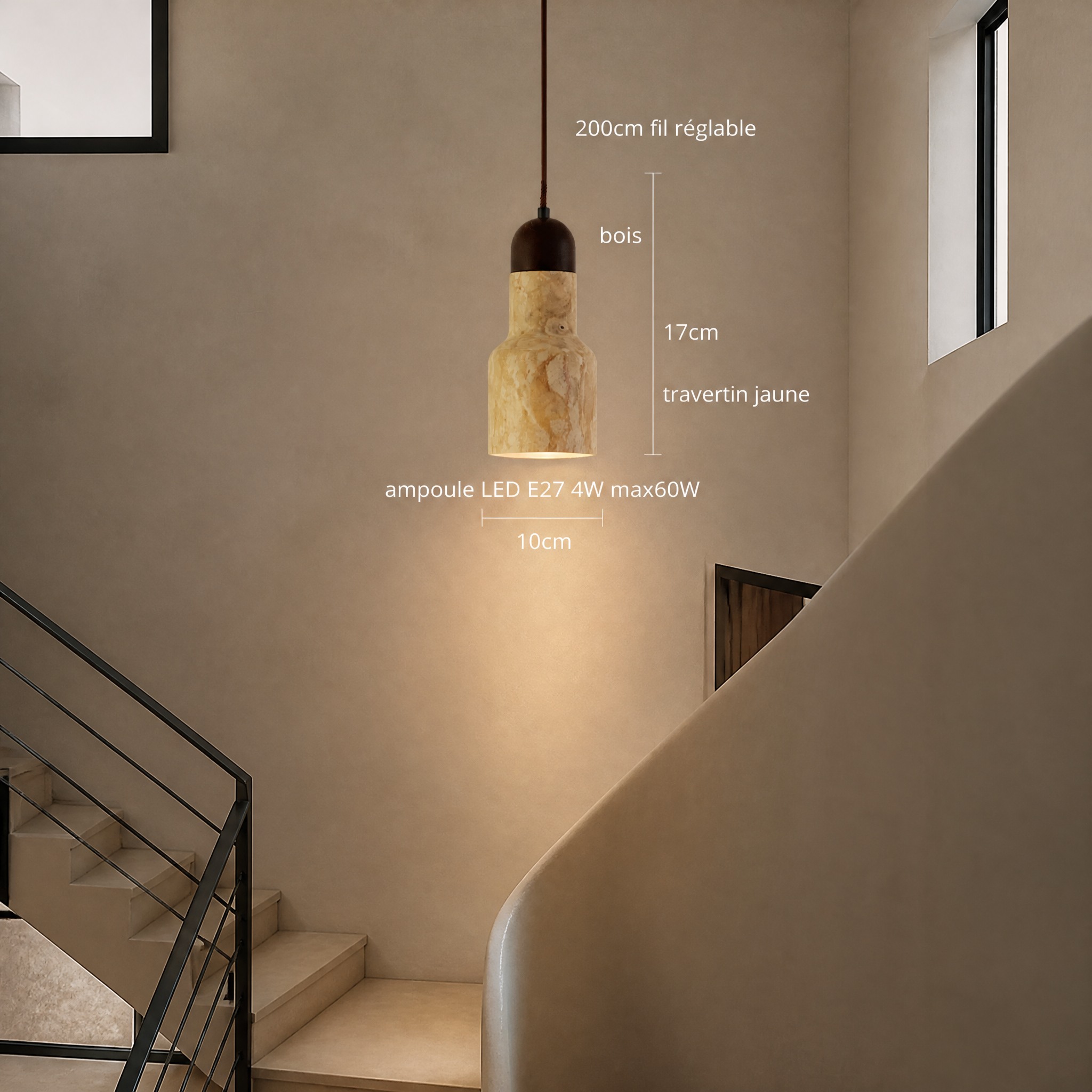Suspension Pierre Naturelle H