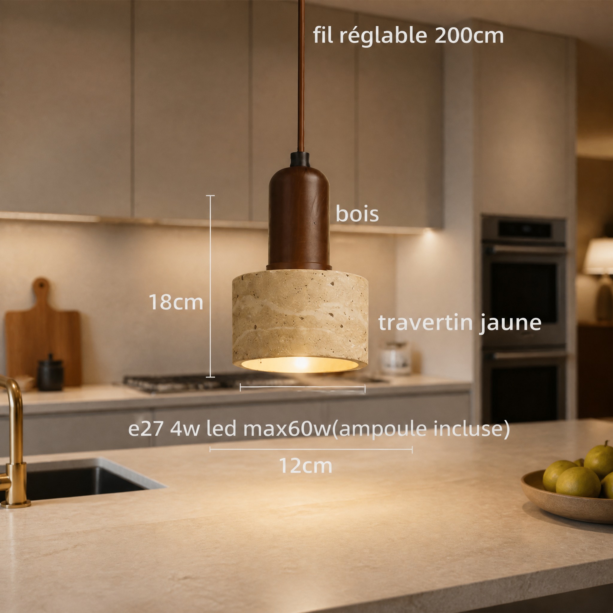 Suspension Pierre Naturelle L