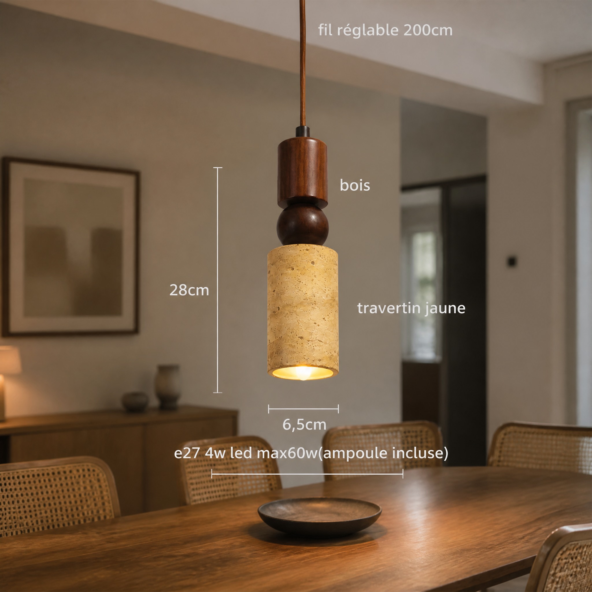 Suspension Pierre Naturelle M