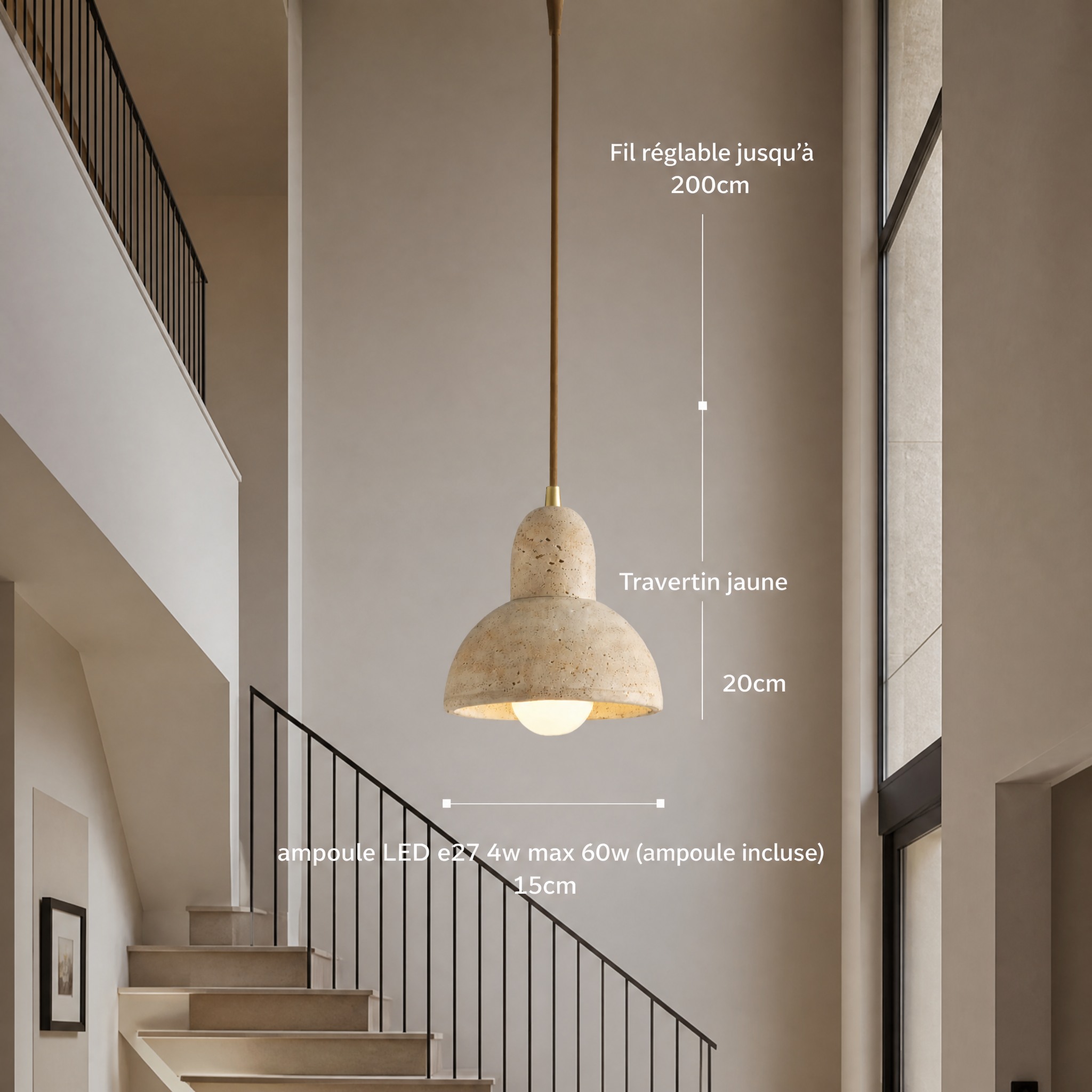 Suspension Pierre Naturelle W