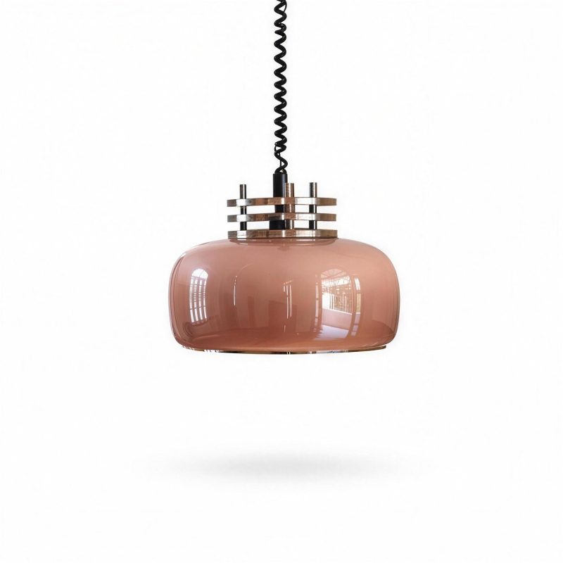 Suspension Verre Rose Vintage