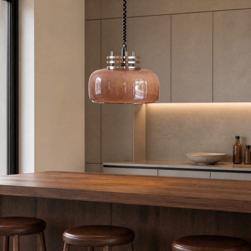 Suspension Verre Rose Vintage suspension lumineuse