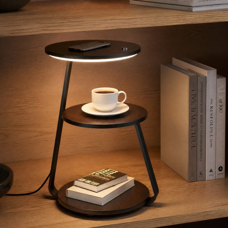 Table de Chevet Lumineuse lampe de table avec tablette intégrée