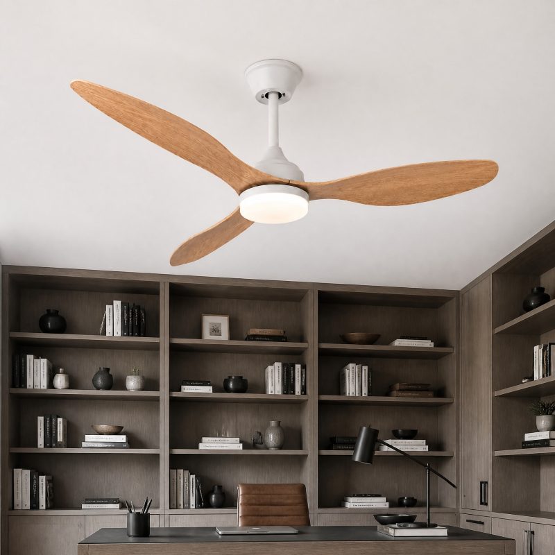 ventilateur-de-plafond-bois-blanc-1 Ventilateur de Plafond Bois Blanc Blanc Bois