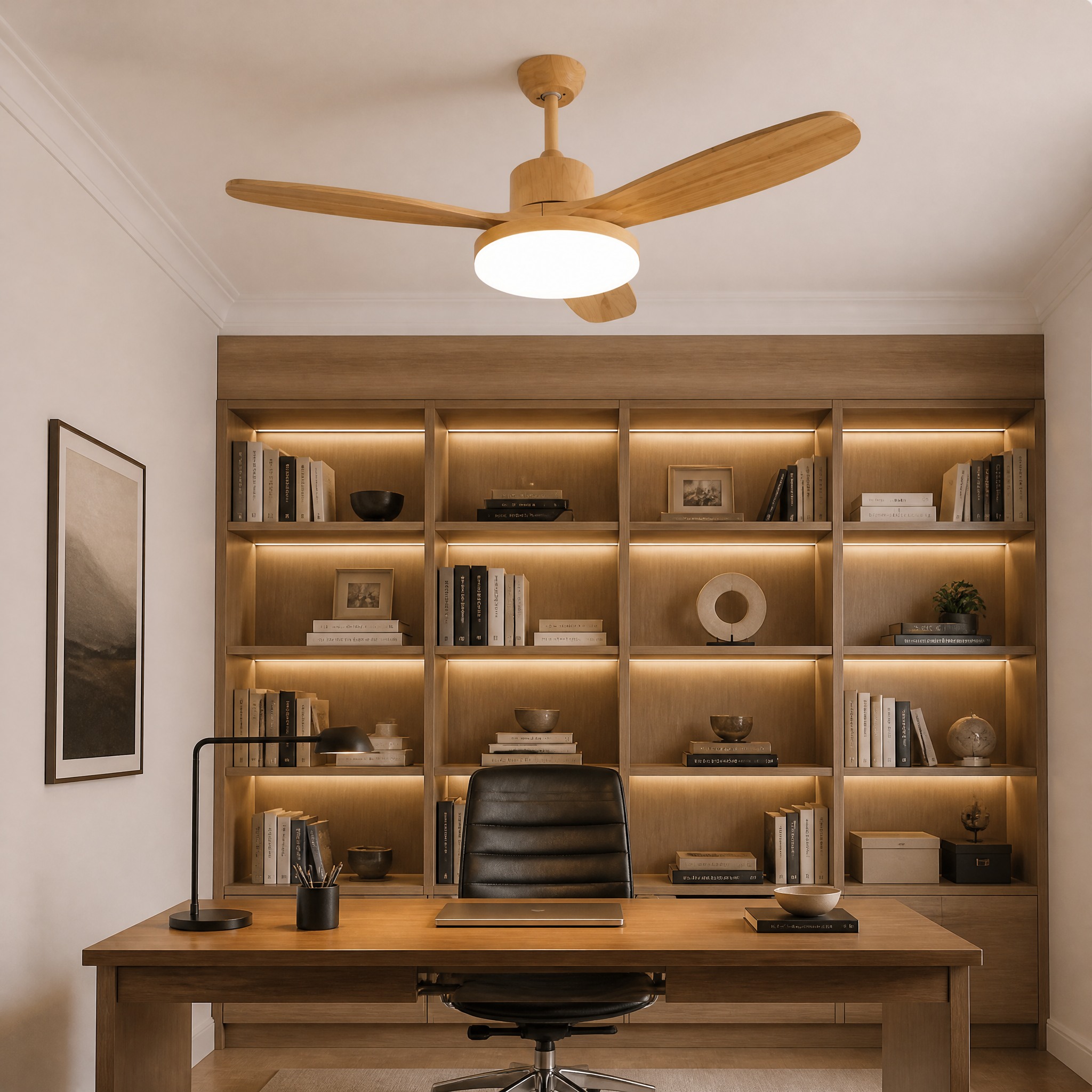 Ventilateur de Plafond Bois Naturel ventilateur de plafond avec éclairage LED intégré