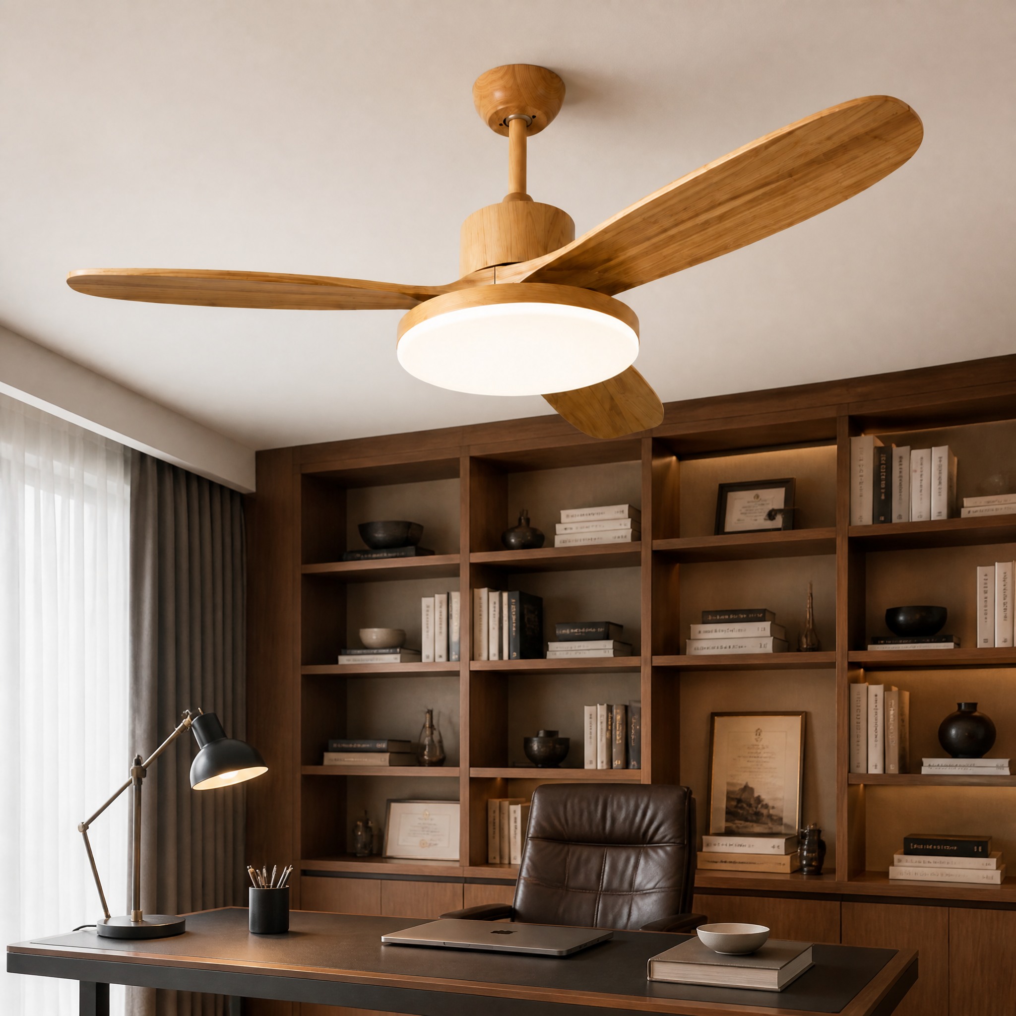 Ventilateur de Plafond Bois Naturel Bois Naturel 92 cm